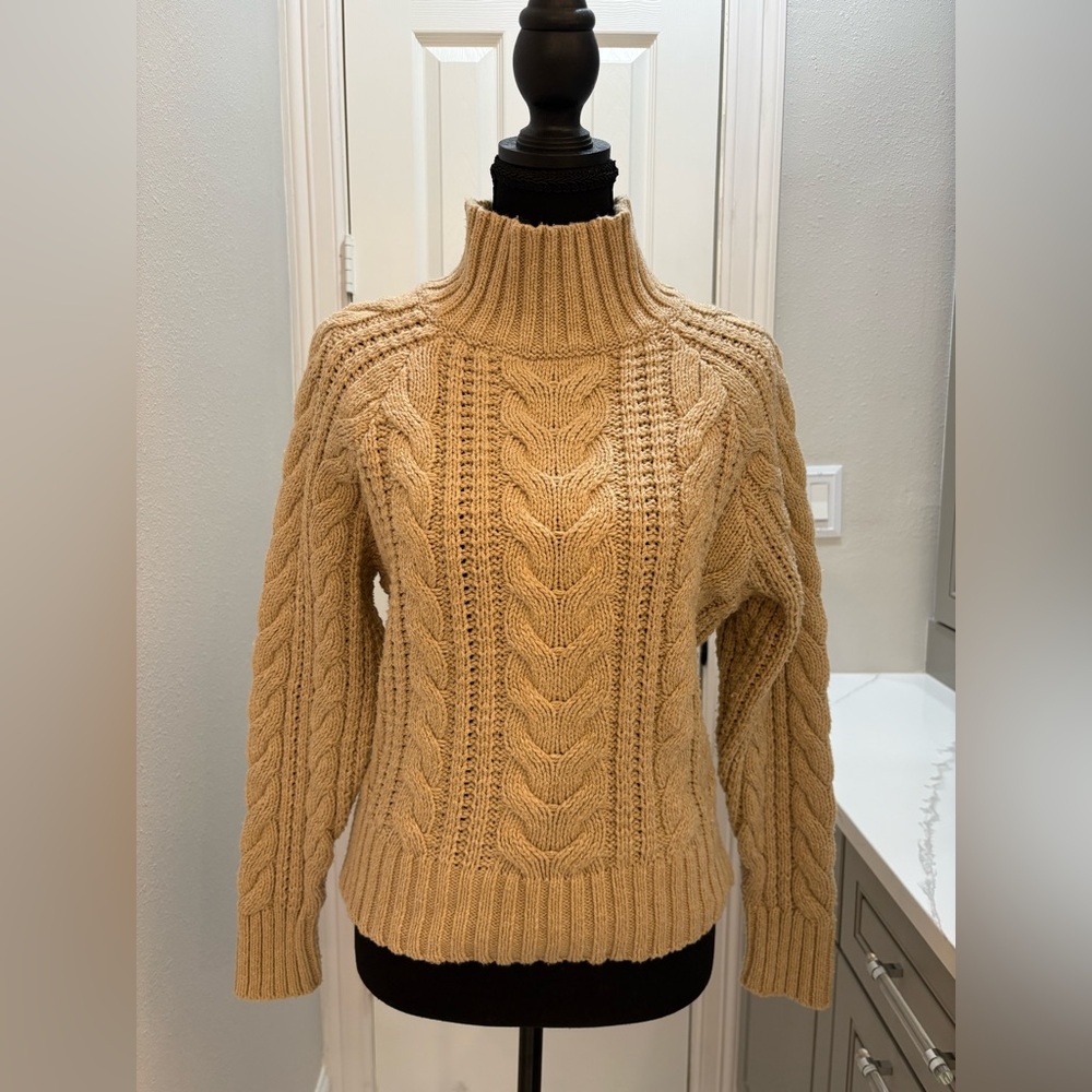 a new day Cable Knit Turtleneck Sweater - Tan